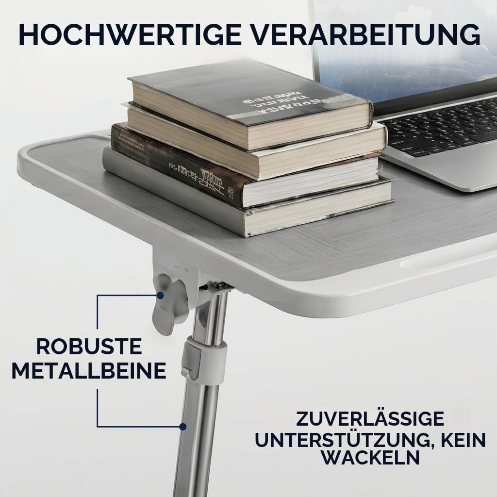 Laptop Tisch für Bett,Laptop Tisch für Sofa,Höhen- und Neigungsverstellbarer,Betttisch Klappbar mit