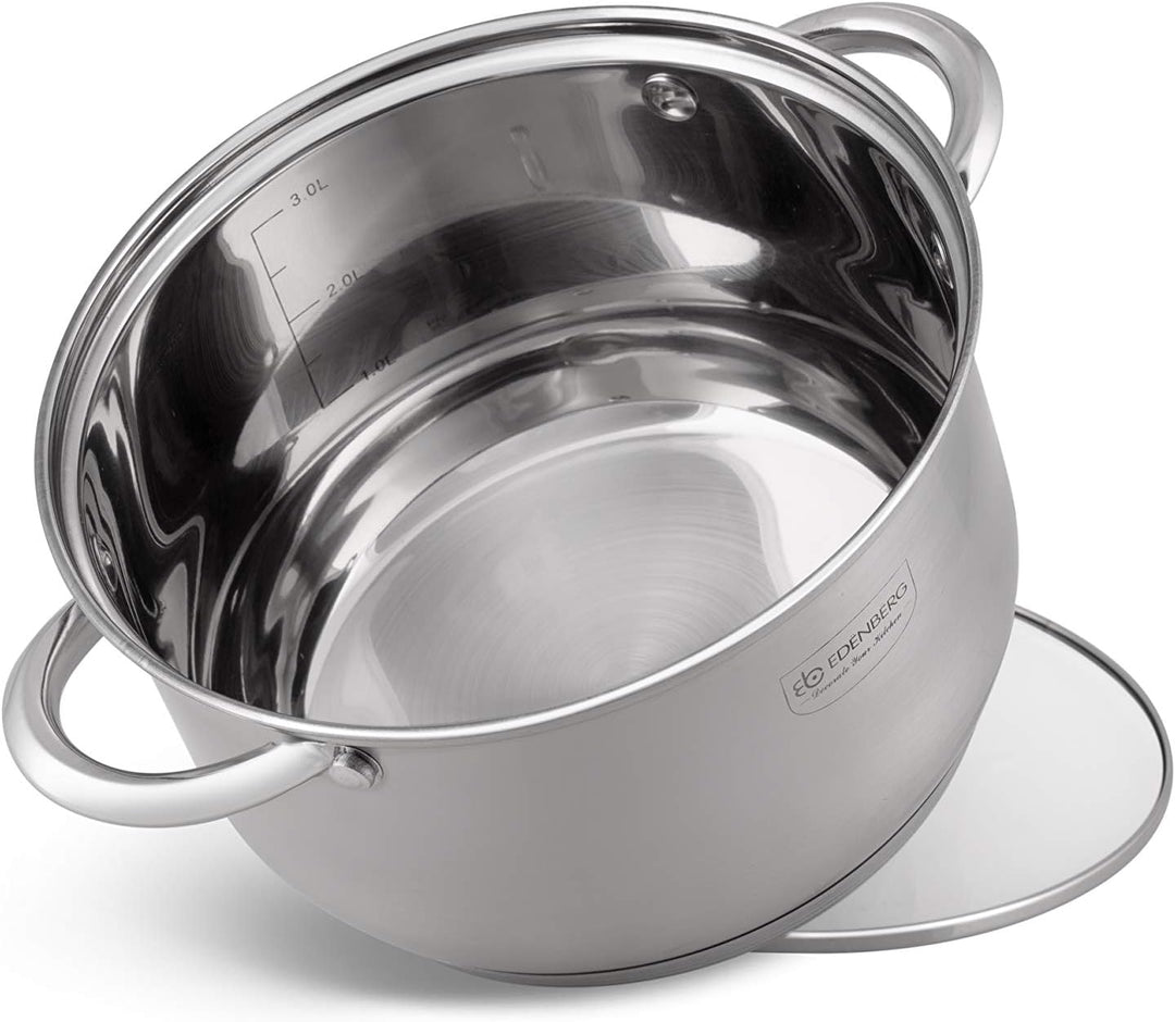 Edenberg 12 Elemente Topf Set eb-4000 aus Chrom-Nickel Edelstahl INOX18 / 10. Ideal für Gas-, Elektr