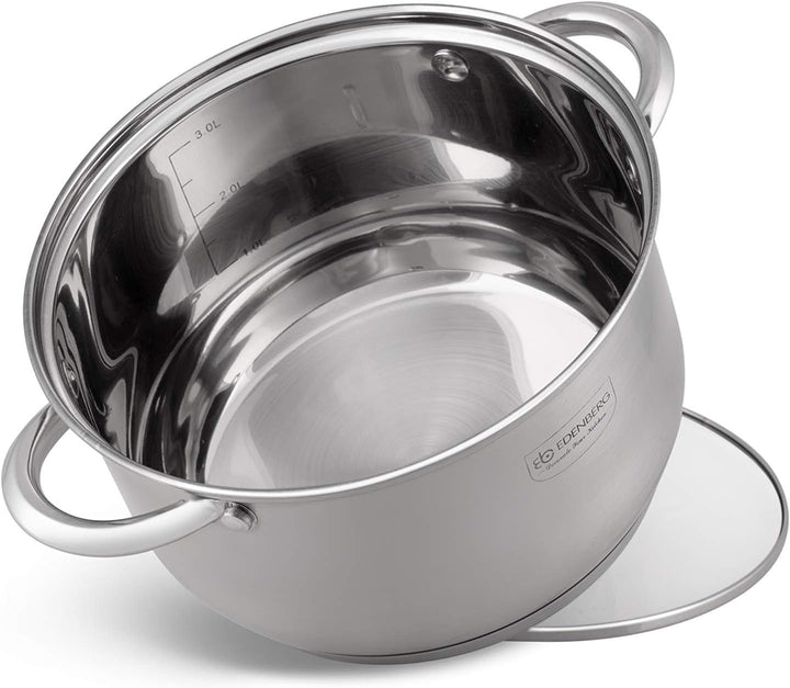 Edenberg 12 Elemente Topf Set eb-4000 aus Chrom-Nickel Edelstahl INOX18 / 10. Ideal für Gas-, Elektr