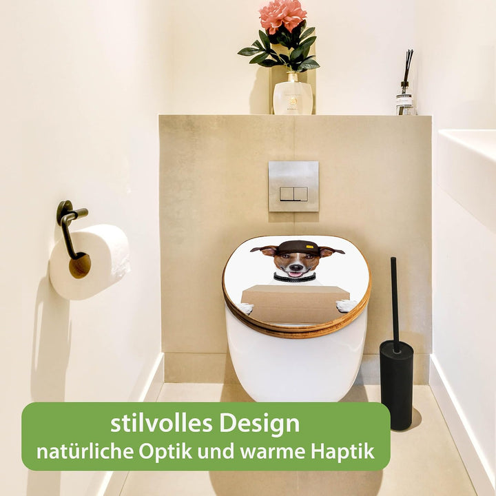 banjado Design WC Sitz Bambus Absenkautomatik 45,8x37,5cm - Toilettendeckel mit Absenkautomatik Holz