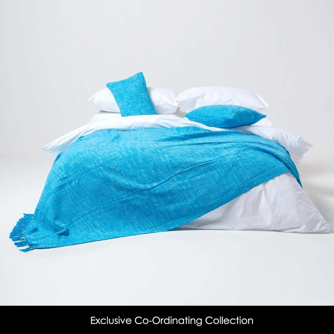 Homescapes extra grosse Tagesdecke Nirvana, blau, Wohndecke/Sofaüberwurf aus 100% Baumwolle, 225 x 3