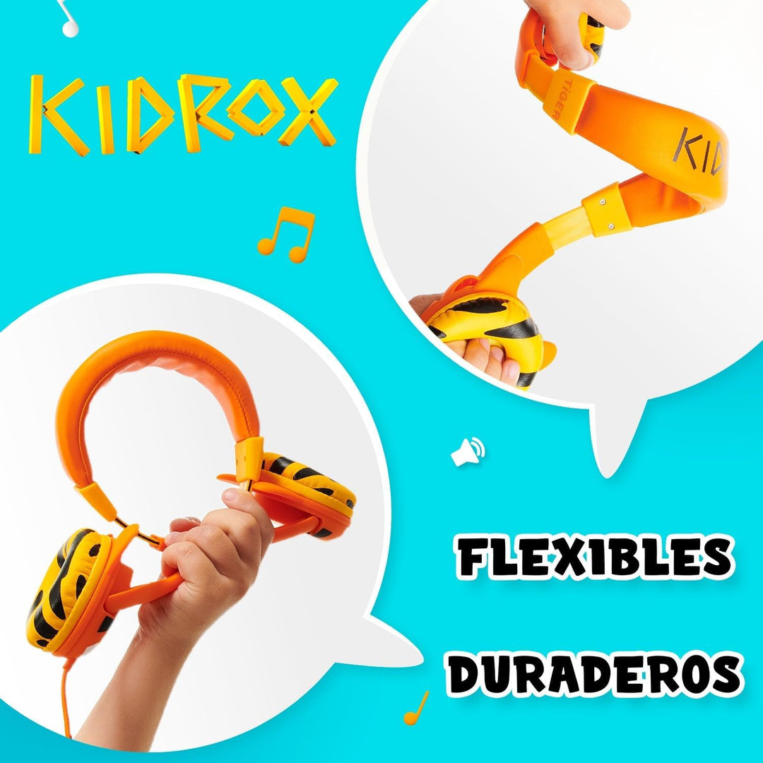 Kidrox® Kinder Kopfhörer mit Kabel (1–7 Jahre) Widerstandsfähig und Flexibel, Maximalem Lautstärkesc