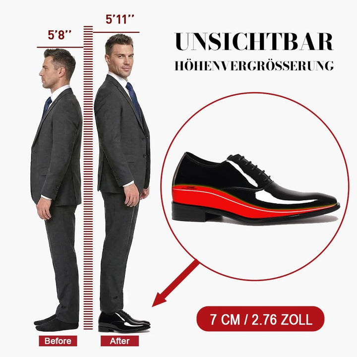 CHAMARIPA Elevator Schuhe Herren | Business Lederschuhe mit Unsichtbarer Erhöhung | Bis zu 9cm Höhen