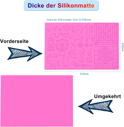 Dikale 3d Drucker Stift Zeichenwerkzeuge Silikonmatte Rosa Gross mit 1,75mm PLA Filament Set 30 Farb