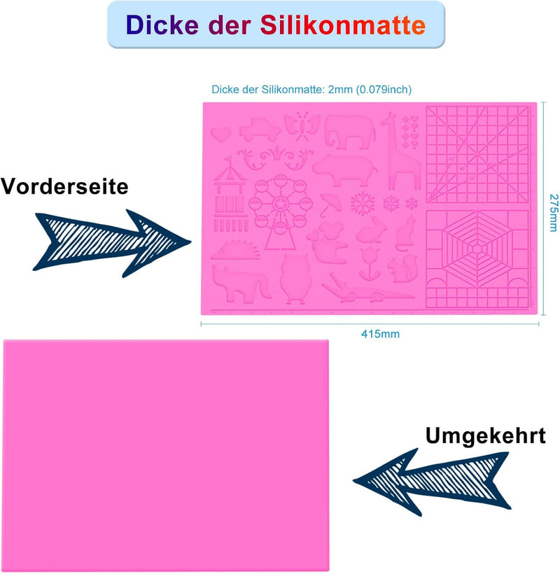 Dikale 3d Drucker Stift Zeichenwerkzeuge Silikonmatte Rosa Gross mit 1,75mm PLA Filament Set 30 Farb