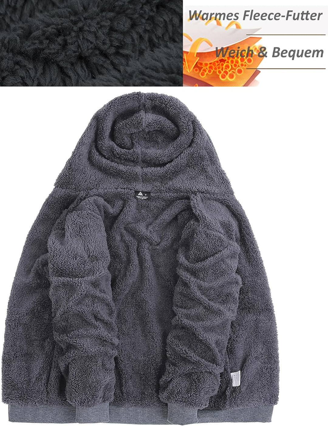 SwissWell Hoodie Herren Reissverschluss Sweatjacke Fleece Kapuzenjacke 3XL 0652-grau, 3XL 0652-grau
