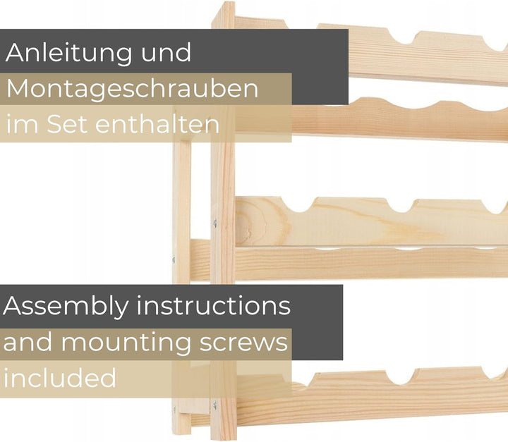 Weinregal Holz 12 Flaschen Natur 44x38x25 cm Wine Rack Regal Flaschenregal Weinflaschenregal Getränk