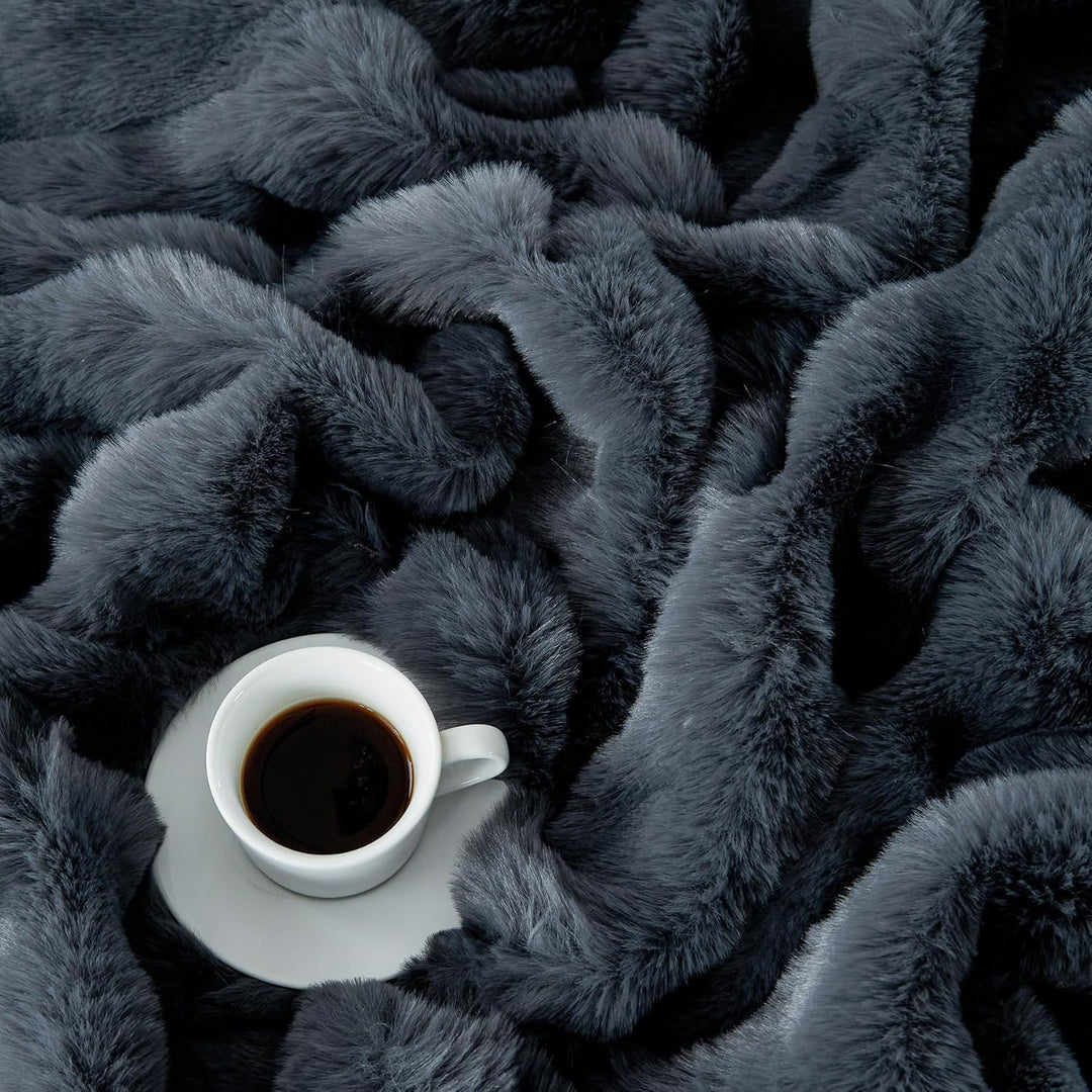 Plüsch Kuscheldecke Flauschig Winter Warm Grau Plüsch Langhaar Kuscheldecke 150x200 Super Weich Gesc