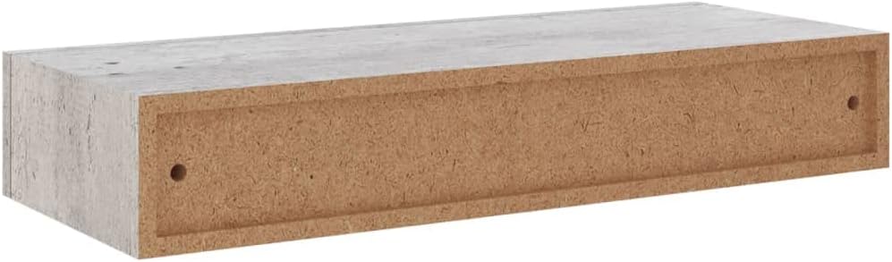 Schubladenregal 2 Pcs 60x23,5x10 cm MDF, Metall Betongrau Wandschrank Wandboard Mit Schublade Mit Sc
