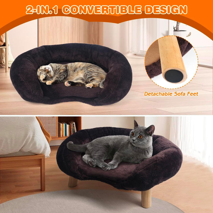 Braunes Katzensofa mit Kratzschutz | Ergonomische Form, Rutschfest