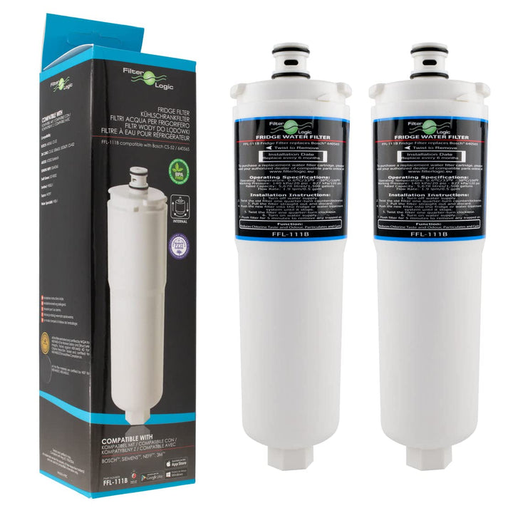 Filterlogic FFL-111B | 2er Pack Wasserfilter kompatibel mit 3M CS-52 für Bosch, Siemens, Neff, Gagge