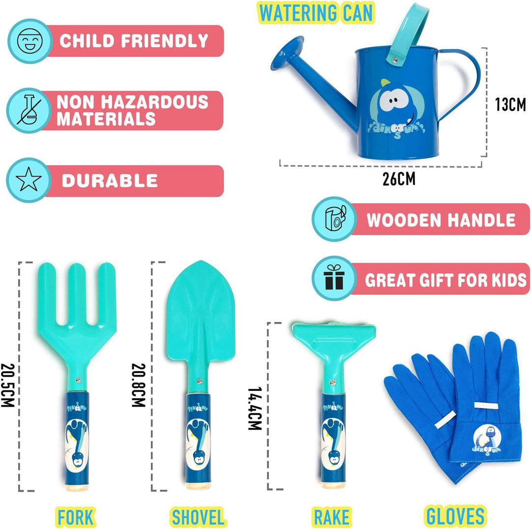 Colwelt Kinder-Garten-Set, 5-teilig, niedliche Metall-Gartengeräte für Kinder, inklusive Metall-Gies