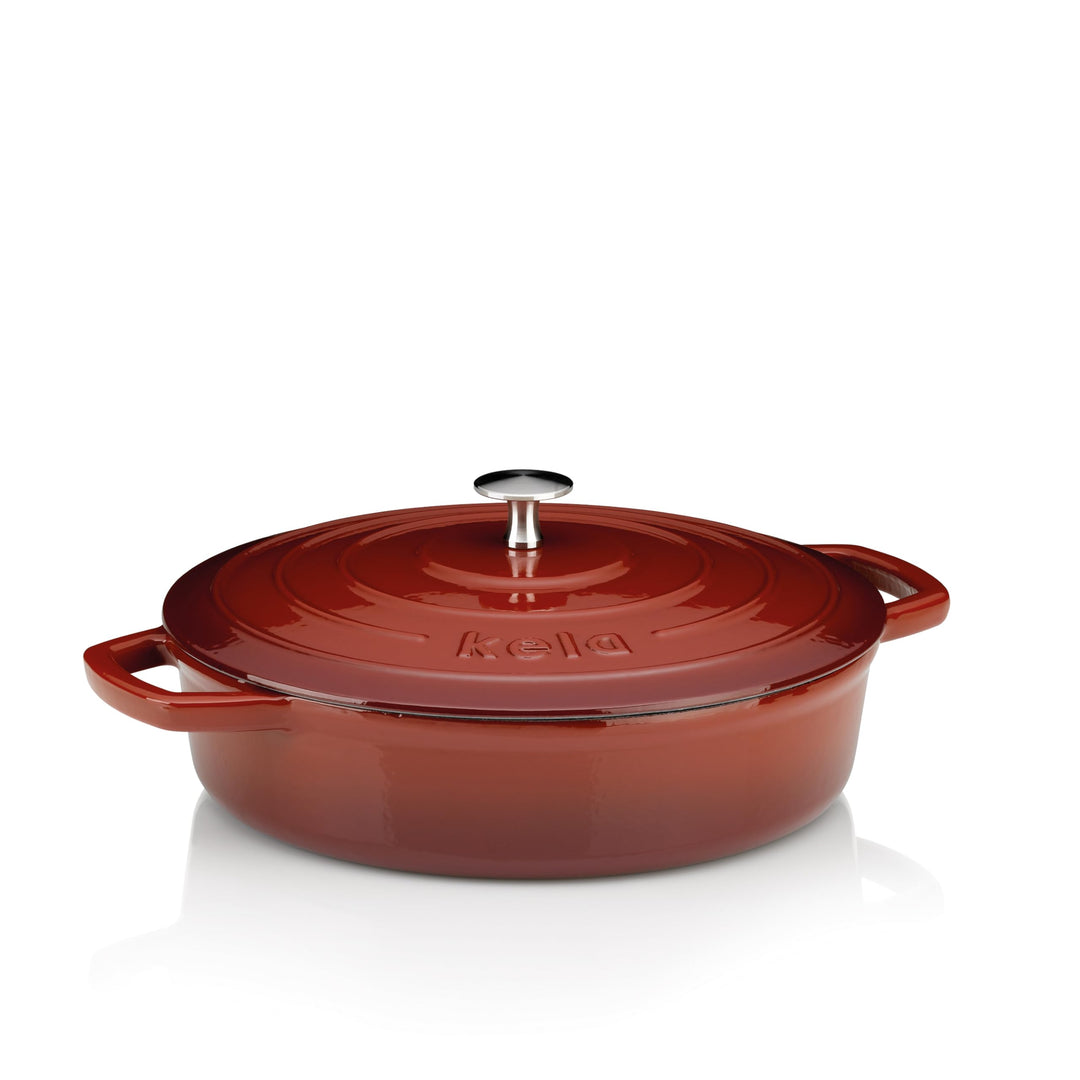 kela Bräter Calido, Ø 28 cm, 3,2 L, Gusseisen, rot, rund, Allherdboden, emailliert, hitzebeständig b