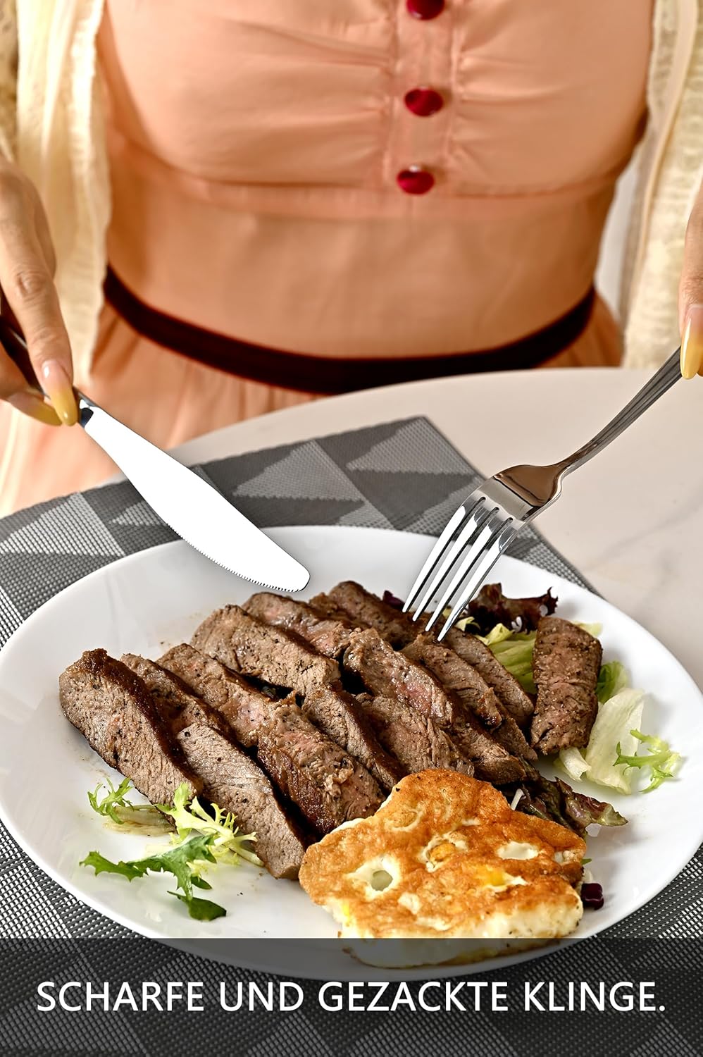Besteck Set 6 Personen 36-teilig Edelstahl - Besteckset Spülmaschinenfest mit Steakmesser, Tafelmess