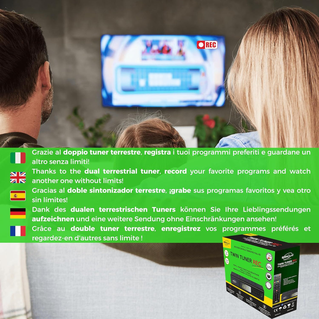 Digiquest Twin Tuner Rec - Digitaler terrestrischer Decoder DVB-T2, Full HD - Small Edition - Videor