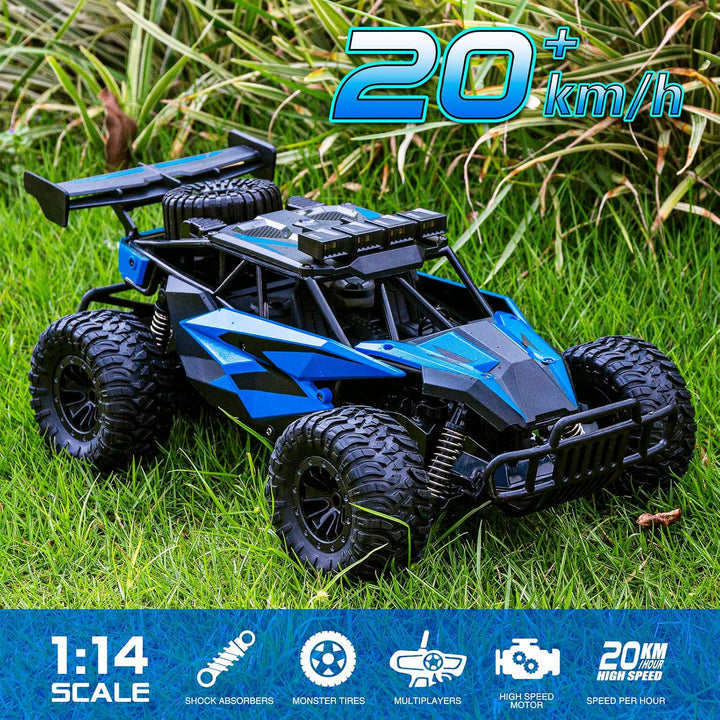 ACAMMZAR AT2 Ferngesteuertes Auto, 1:16 20+Km/h RC Auto 50+min Laufzeit mit 2 Akkus, 2WD 2.4GHz Off-
