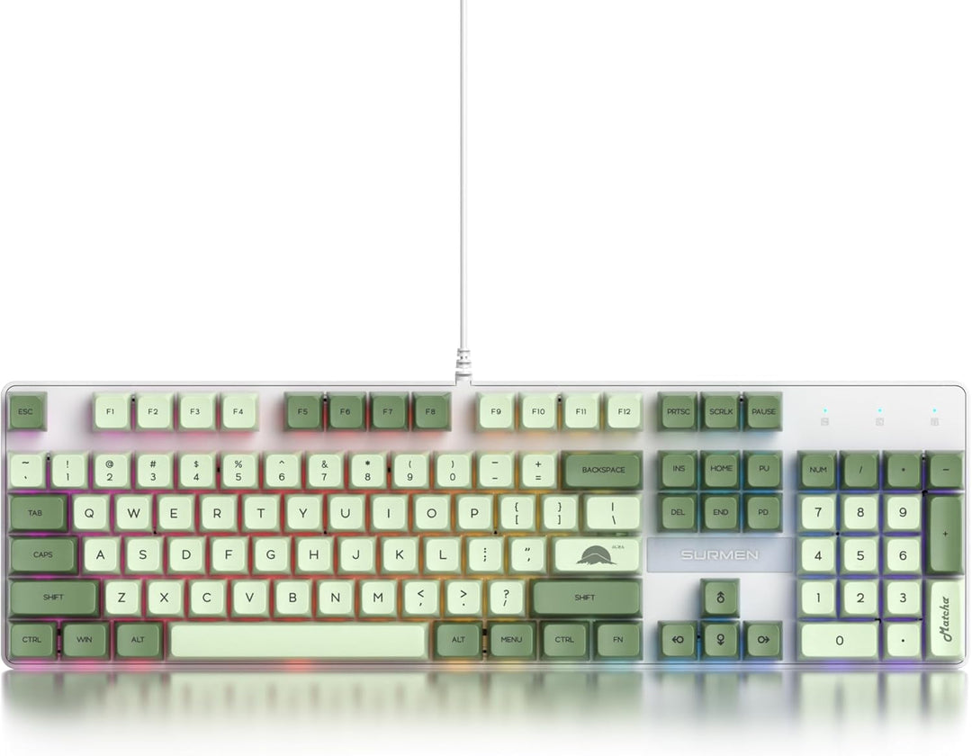 SOLIDEE mechanische Gaming-Tastatur in voller Grösse,grüne Matcha-Tastatur,QWERTY 104 Tasten kabelge