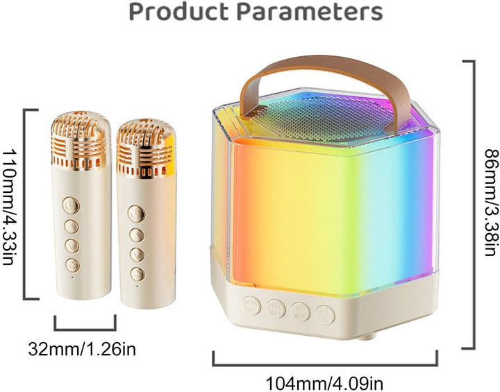 Karaoke-Maschine mit 2 Mikrofonen, RGB-Farblicht, kabelloser Karaoke-Lautsprecher, RGB-Beleuchtung,