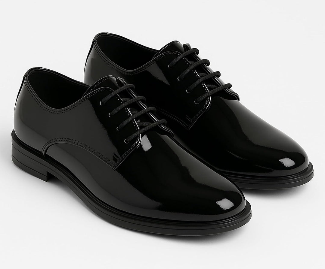 SIRRI Jungen-Derby-Schuhe aus Lackleder für formelle Kleidung zum Schnüren für Hochzeit und Abschlus