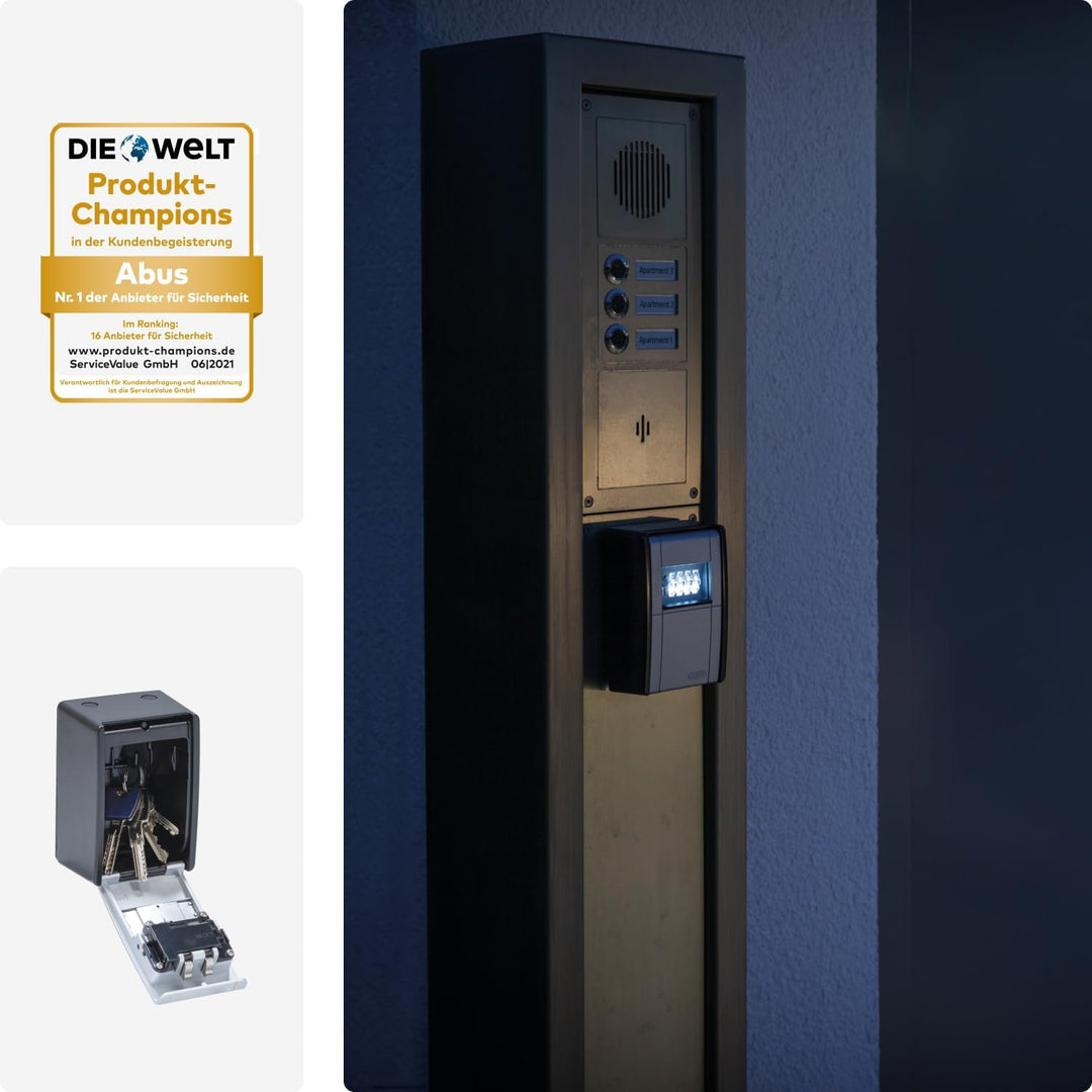 ABUS KeyGarage 787 LED - Schlüsselbox zur Wandmontage - mit beleuchteten Zahlenwalzen - für Schlüsse