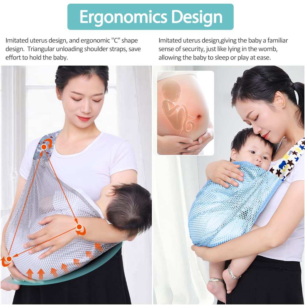 Breathable Baby Sling, Adjustable Baby Wrap, Baby Carrier Wrap, Quick Dry, 3D Mesh Fabric, Thick Sho