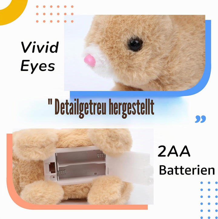 Hopearl Hüpfendes Kaninchen Interaktives elektronisches Haustier Plüsch Hasen Spielzeug mit Geräusch