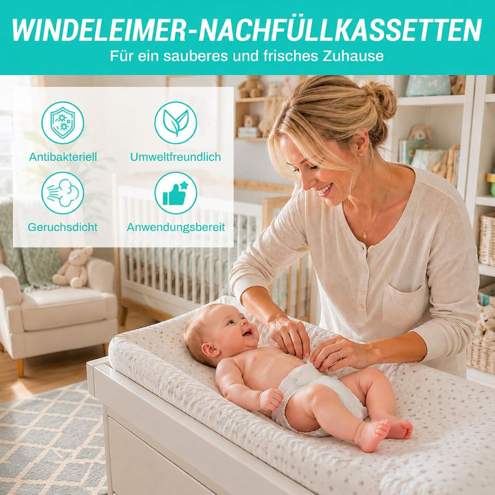 NachfüIlfolie Nachfüllbeutel Wickeleimer, 20 Stück Windeleimer Nachfüllkassetten, Geruchsdichte Eing