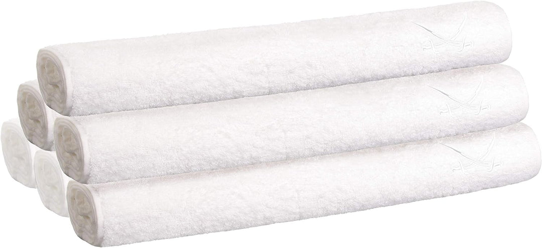 Sansibar Handtuch 4er Set 50x100 cm 100% Baumwolle mit gesticktem Säbel Logo Badtuch Weiss 4er Set W