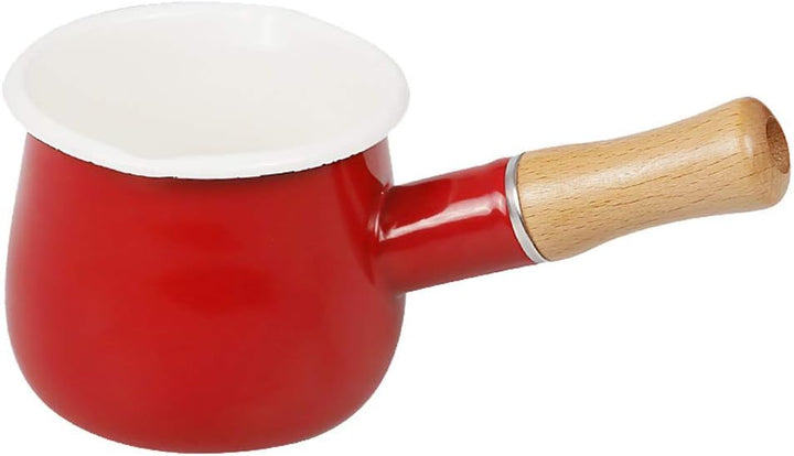 550ml Antihaft Klein Milchtopf Milchpfanne mit Holzgriff für Induktion Gasherd Rot, Rot