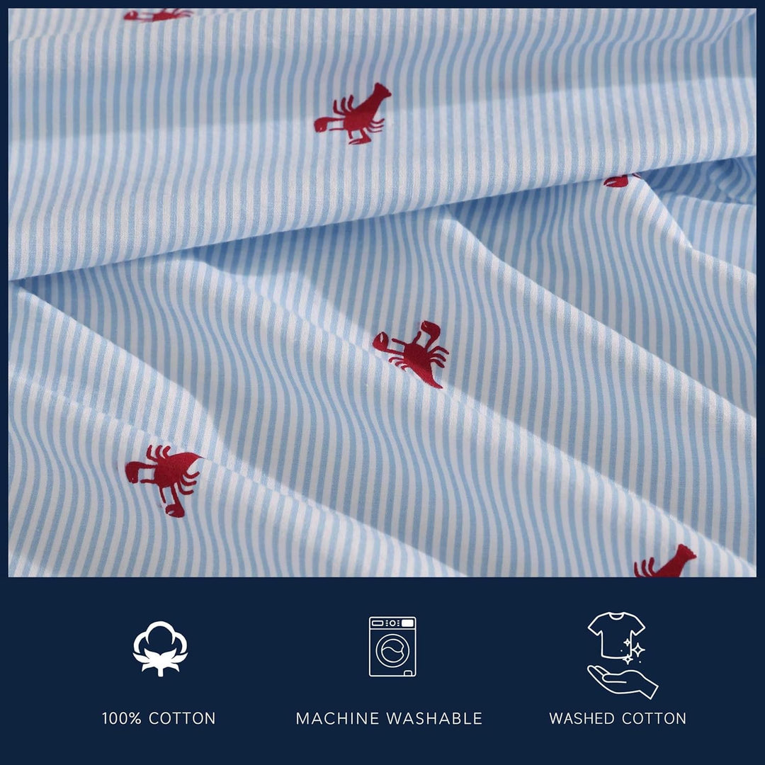 Nautica Bettwäsche-Set für Kingsize-Bett, Baumwoll-Perkal-Bettwäsche-Set, frisch und kühl, leicht un