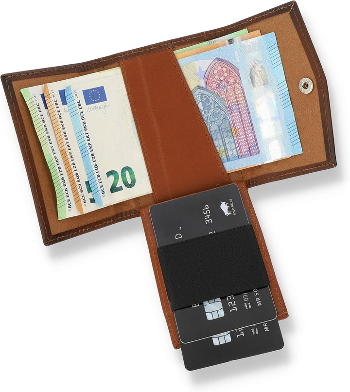 Solo Pelle® Leder I Slim Wallet mit Münzfach I Geldbeutel mit RFID Schutz I Platz für mindestens 12