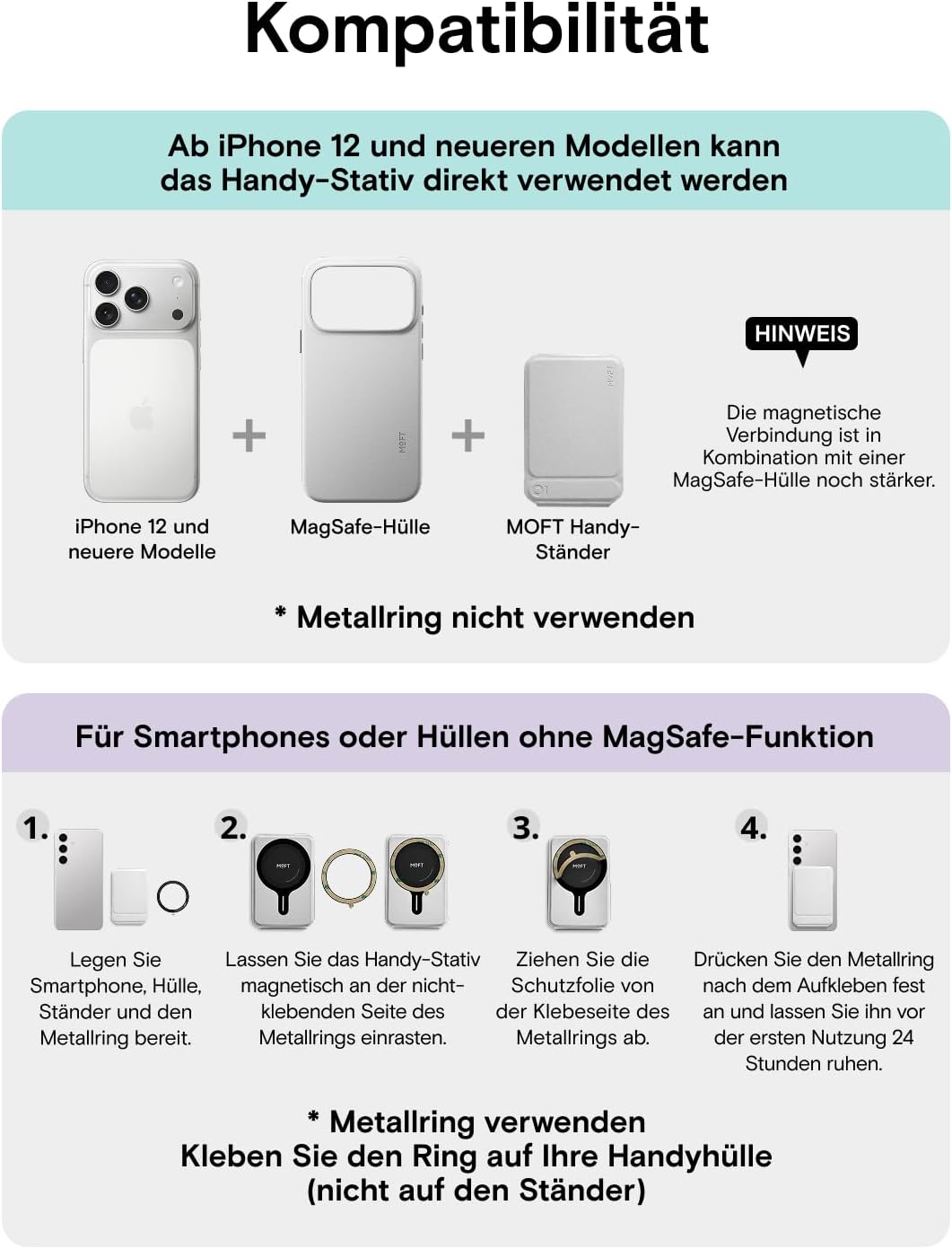 MOFT Handy Stativ für Smartphone, [Ultra Dünn & Tragbar] Faltebar MOVAS Veganes Leder Stativ für Mag