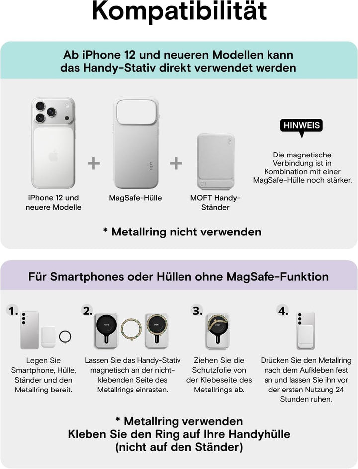 MOFT Handy Stativ für Smartphone, [Ultra Dünn & Tragbar] Faltebar MOVAS Veganes Leder Stativ für Mag