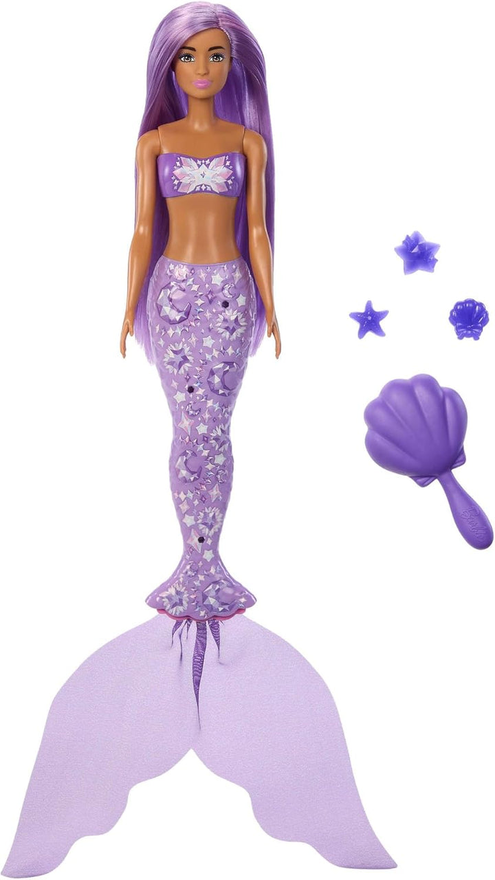 Barbie Color Reveal Reihe Meerjungfrauen-Puppe und Accessoires mit 6 Überraschungen, einschliesslich