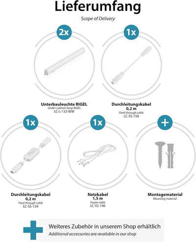 parlat LED Unterbau-Leuchten Rigel, je 31,3cm, mit Schalter, je 397lm, warm-weiss, 2er Set 2er Set 3