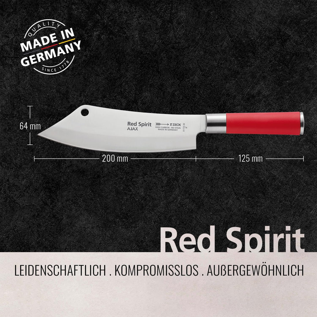 F. DICK Kochmesser, Küchenmesser „Ajax“, Red Spirit (Messer mit Klinge 20 cm, X55CrMo14 Stahl, nicht