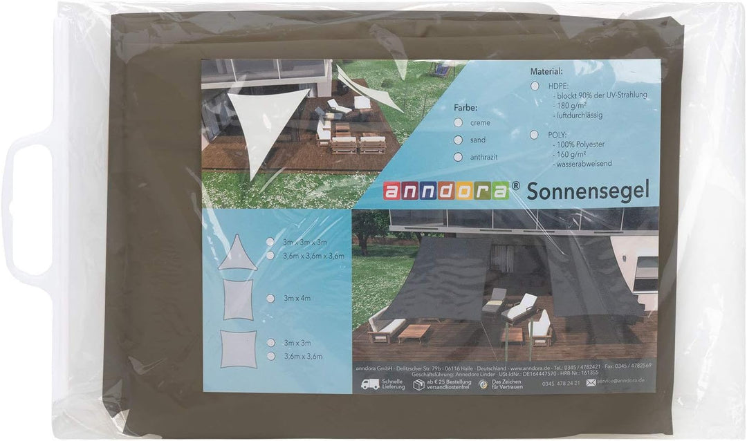 Sonnensegel wasserdicht Polyester 3x4m rechteckig Sonnenschutz - anthrazit Anthrazit 3x4m rechteckig