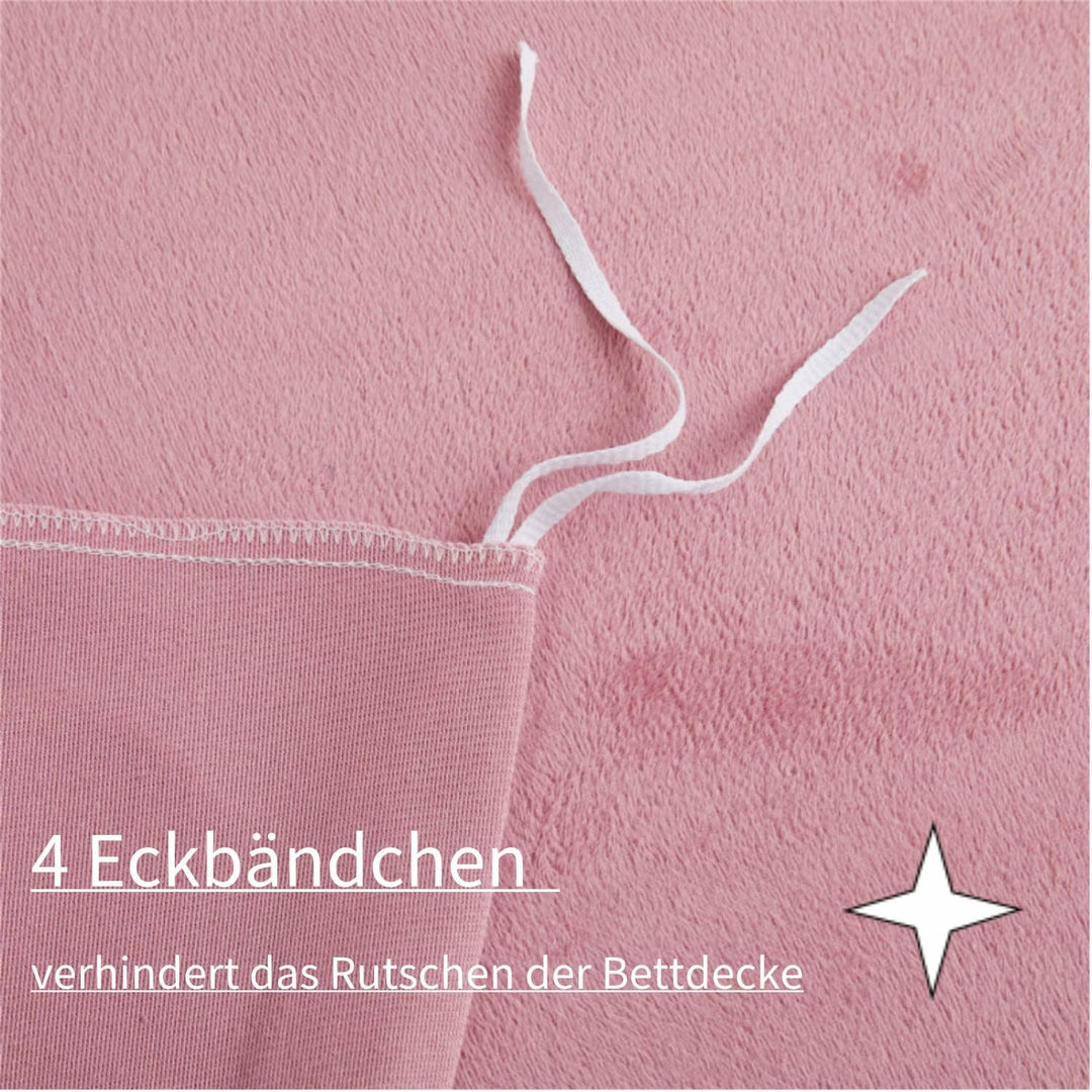 Boqingzhu Plüsch Bettwäsche 135x200cm 4Teilig Biber Rosa Altrosa Flanell Winter Warm Kuschelig Flaus