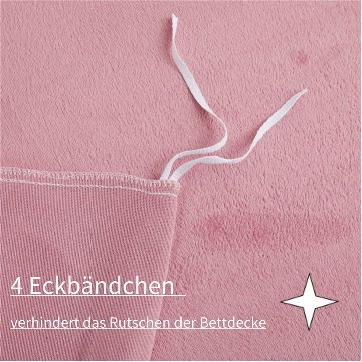 Boqingzhu Plüsch Bettwäsche 135x200cm 4Teilig Biber Rosa Altrosa Flanell Winter Warm Kuschelig Flaus