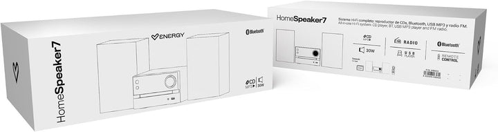 Energy Sistem Home Speaker 7 Micro Hi-Fi- Lautsprecher (30 W, CD, Bluetooth, FM Radio, USB MP3, 3,5