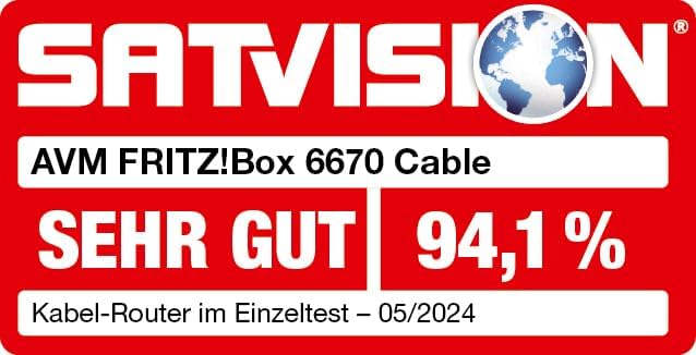 AVM FRITZ!Box 6670 Cable (DOCSIS-3.1-Kabelmodem, 2x2 Wi-Fi 7 mit 2.880 MBit/s (5 GHz) und 720 MBit/s