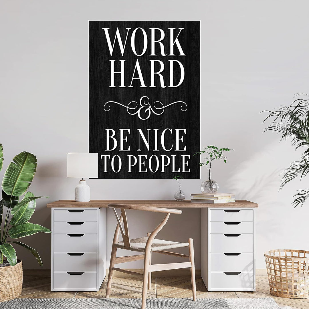 wandmotiv24 Poster als Wanddeko, Grösse Din A0, Work Hard, be Nice, Holz dunkel, Moderne Wanddeko, W