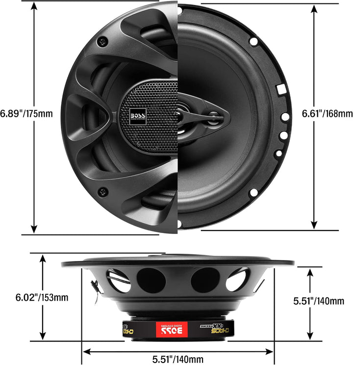 BOSS Audio Systems CH6530B Chaos-Serie 6,5 Zoll Auto-Stereo-Türlautsprecher - 300 Watt Max, 3-Wege,