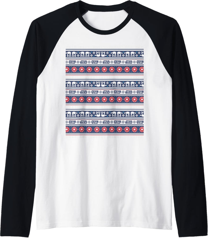 Star Wars AT-AT Blue Ugly Sweater Christmas Raglan