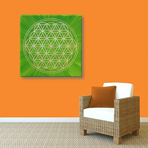 Wandbild Blume des Lebens in Gold "Erfrischung" - Grösse 50cmx50cm - HANDGEMALT - Acrylfarbe auf Lei