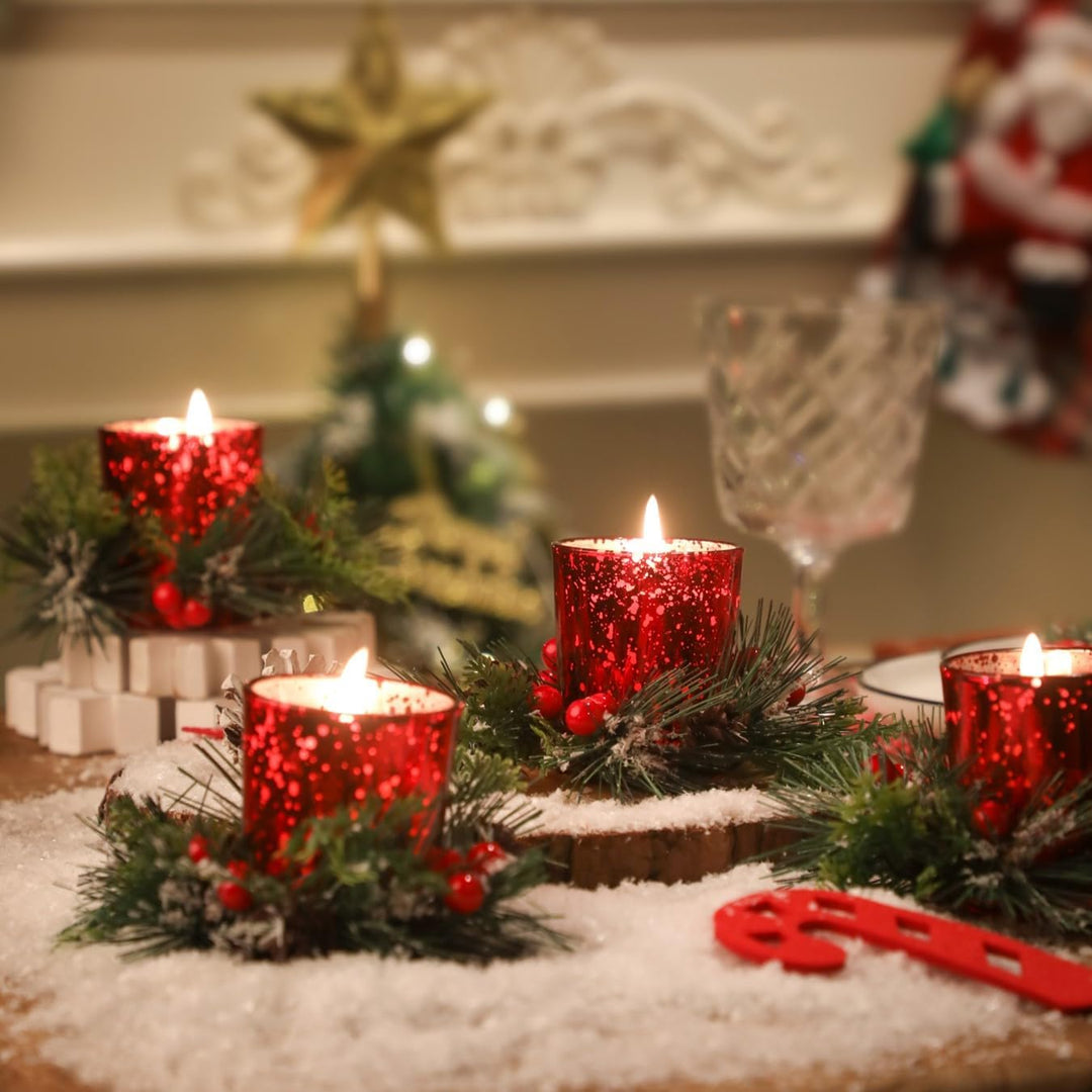 FUND AMLIGHT Weihnachten Teelichthalter Votivkerzenhalter für Tischdekoration 4-teilig, Adventskranz