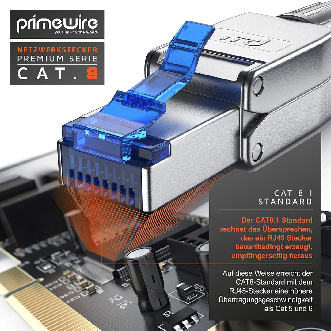 CSL - 4x Netzwerkstecker feldkonfektionierbar RJ45 CAT 6 CAT 7 CAT 8 - geschirmt 40 GBit/s 2000 MHz