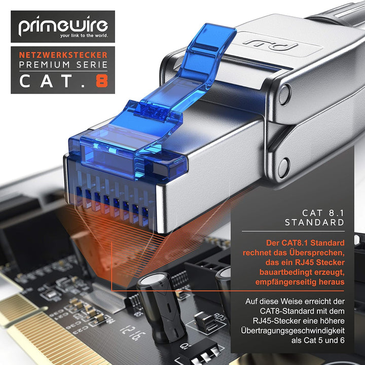 CSL - 4x Netzwerkstecker feldkonfektionierbar RJ45 CAT 6 CAT 7 CAT 8 - geschirmt 40 GBit/s 2000 MHz