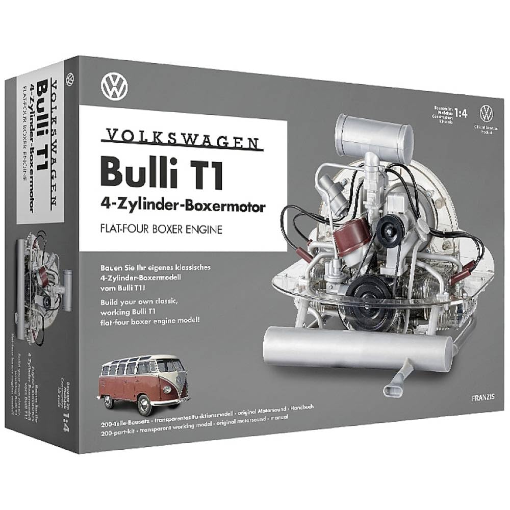 FRANZIS 67152 – Volkswagen VW Bulli T1 Boxermotor, originalgetreuer Motorbausatz des 4-Zylinder Moto