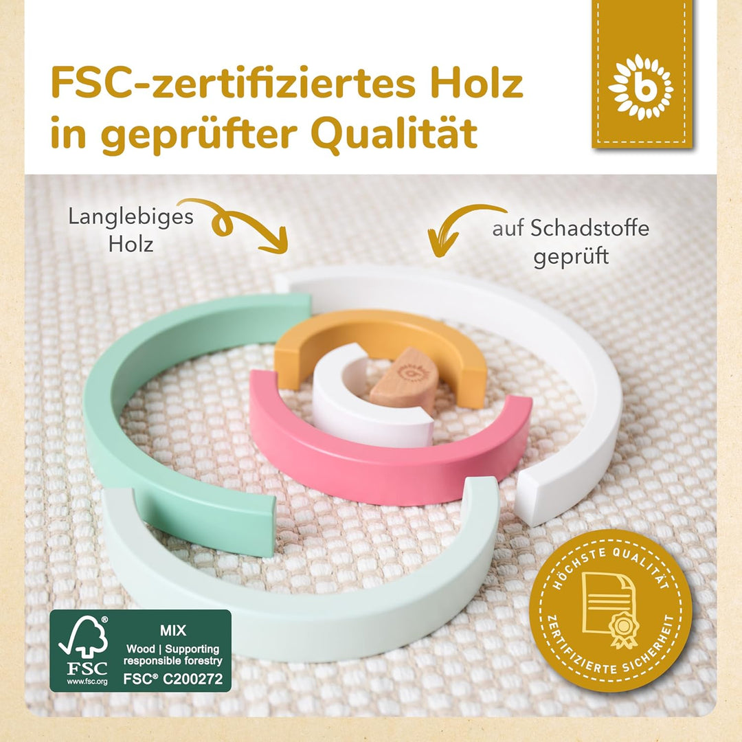 Bieco Regenbogen Holz Beeren Stapelturm Baby Steckspiel Montessori Dekostäbe ab 1 Jahr Berry, Berry